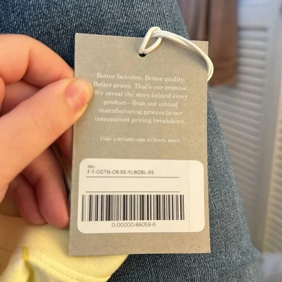 Everlane Womens The Organic Cotton Crew T-Shirt Yellow Stripe Size XS NWT - Picture 5 of 5